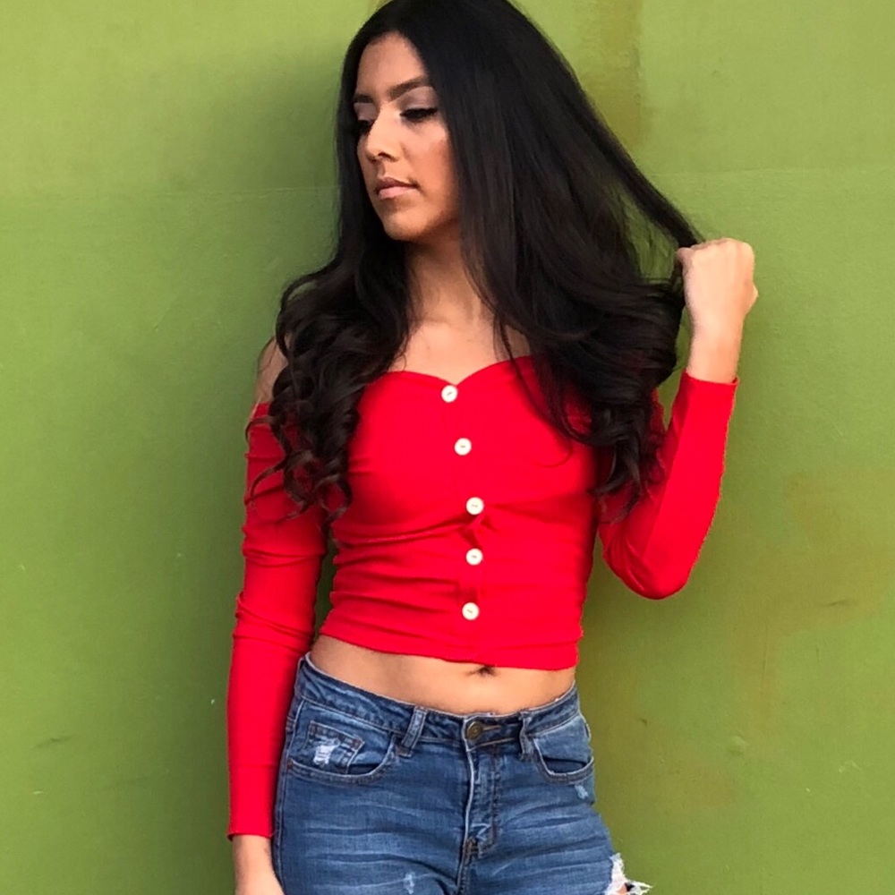 Red Crop Top w/ Buttons
